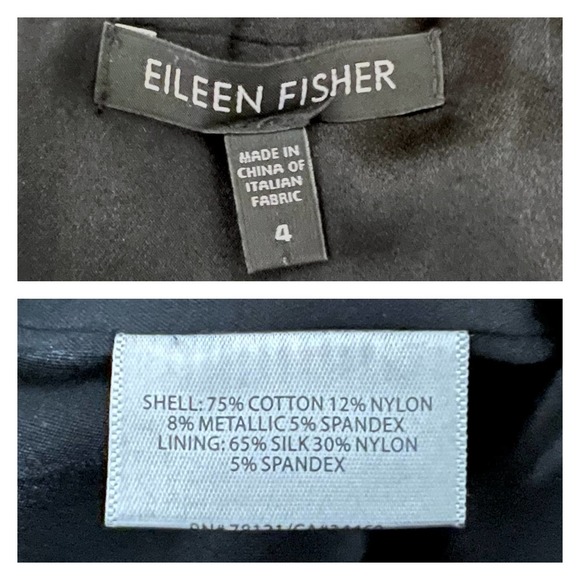 Eileen Fisher Italian Cotton Ruched Sheath Dress Size 4 Black Stretch Cocktail - Picture 4 of 8